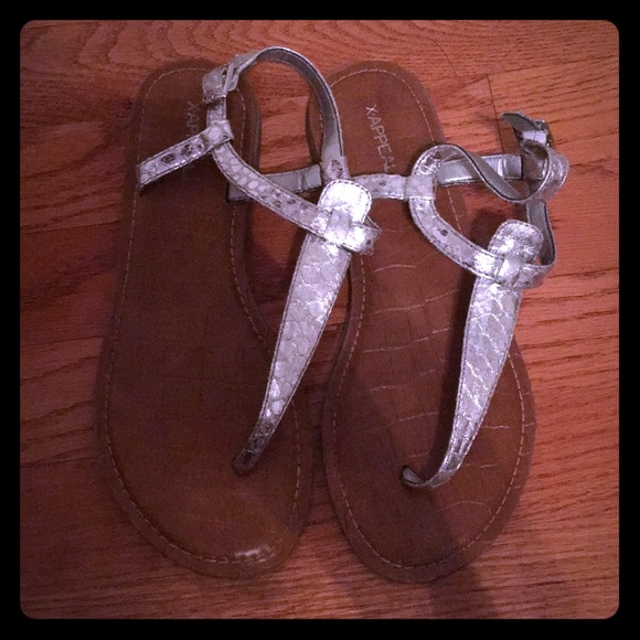 Silver Metallic Sandals - Picture 1 of 4